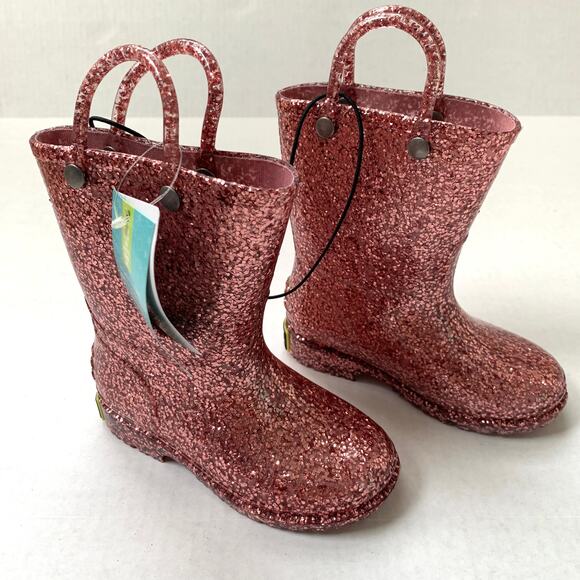 NWT Western Chief Sz 7 Pink Glitter‎ Rain Boots - Picture 1 of 10